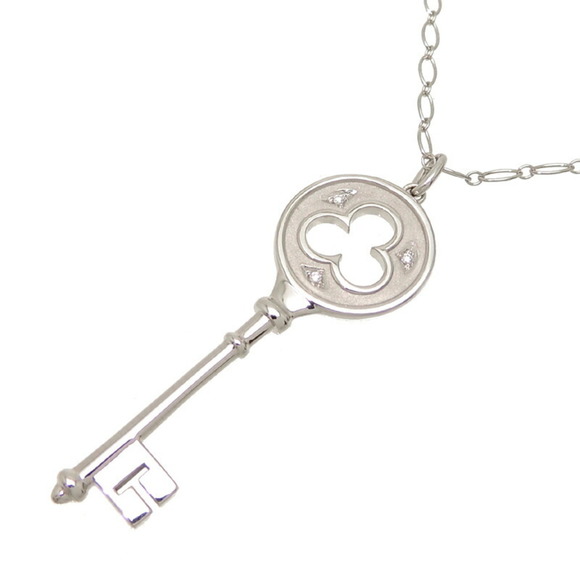 Tiffany & Co. Jewelry - TIFFANY 750WG Clover Key Diamond Ladies Necklace 750 White Gold